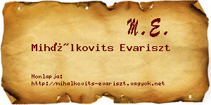 Mihálkovits Evariszt névjegykártya